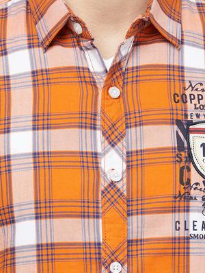 orange checkered casual shirt - 16960041 - Standard Image - 5