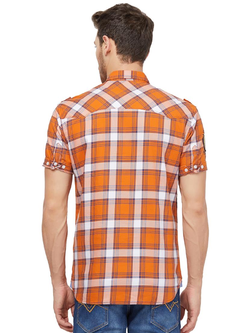 orange checkered casual shirt - 16960041 - Zoom Image - 3