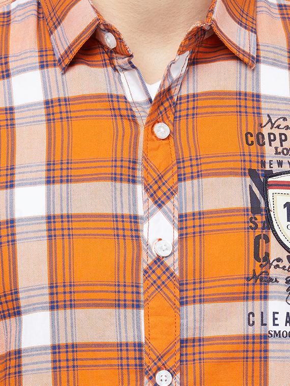 orange checkered casual shirt - 16960041 - Zoom Image - 5