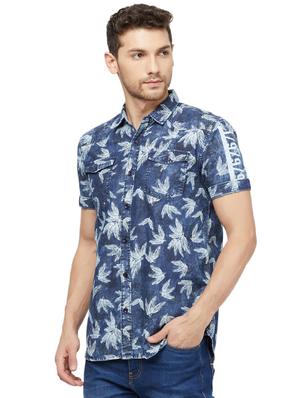 blue printed casual shirt - 16960042 - Standard Image - 2