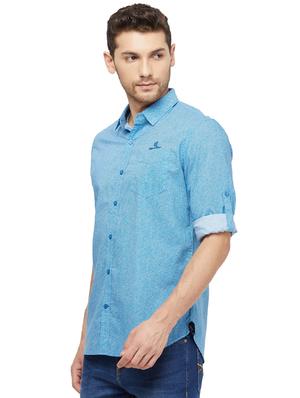 blue solid casual shirt - 16960043 - Standard Image - 2