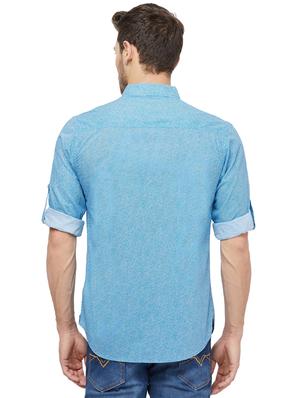 blue solid casual shirt - 16960043 - Standard Image - 3