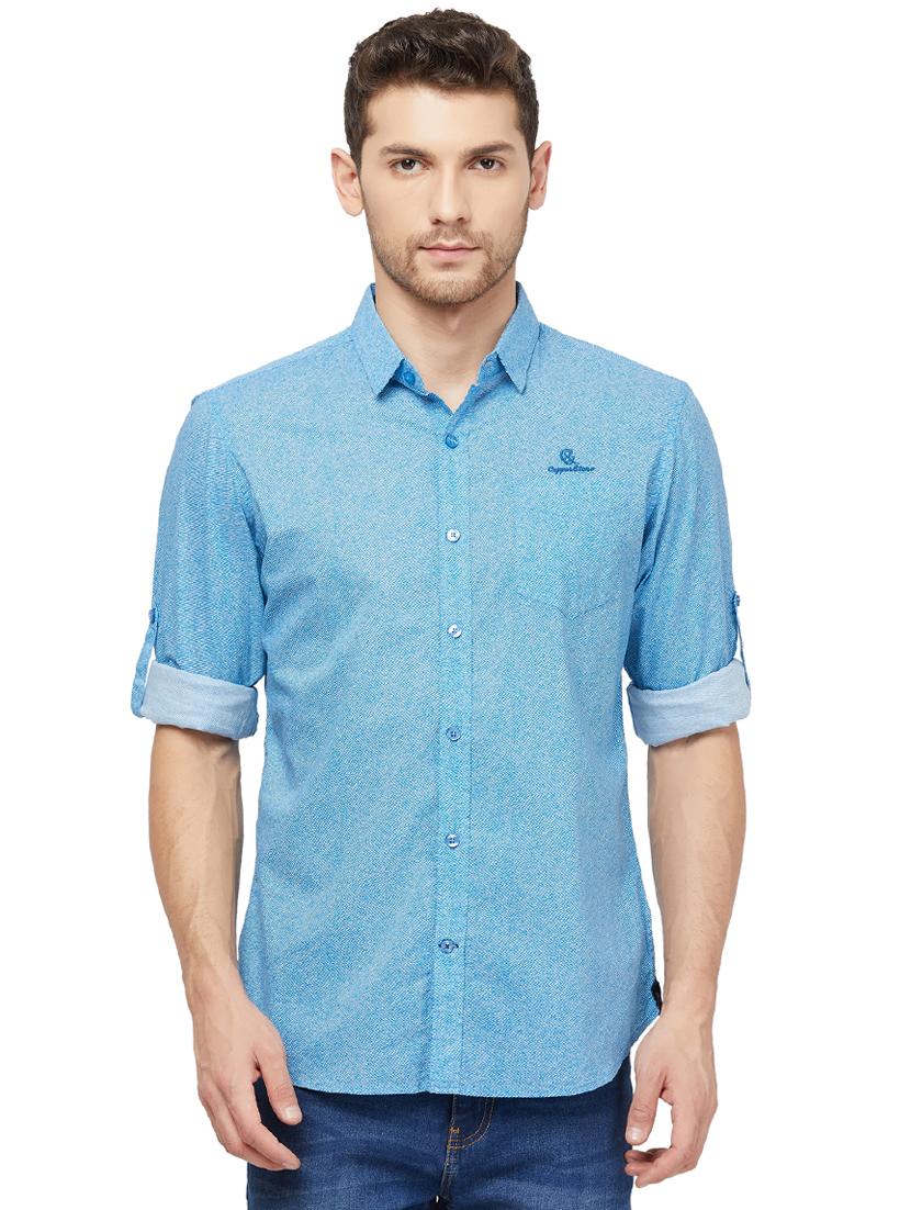 blue solid casual shirt - 16960043 - Zoom Image - 1