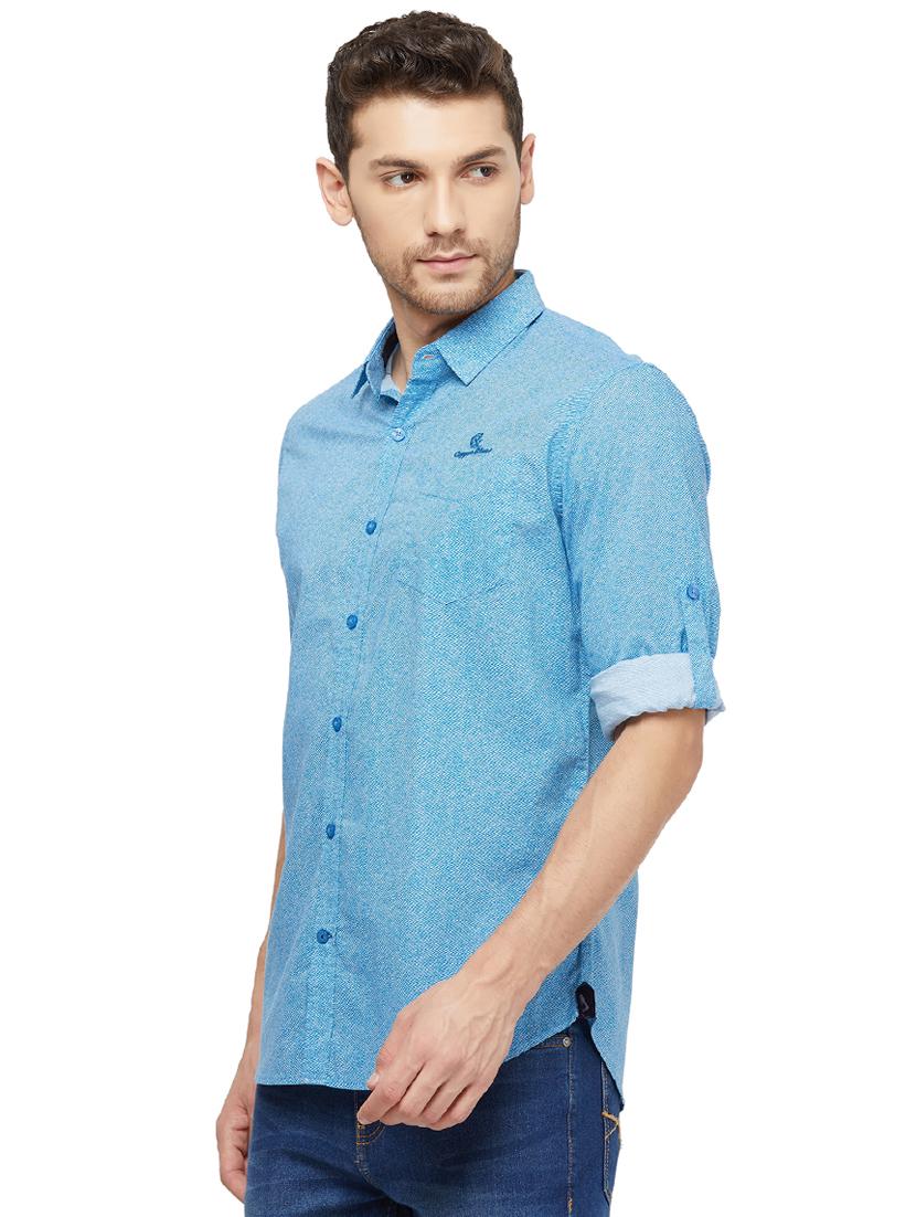 blue solid casual shirt - 16960043 - Zoom Image - 2
