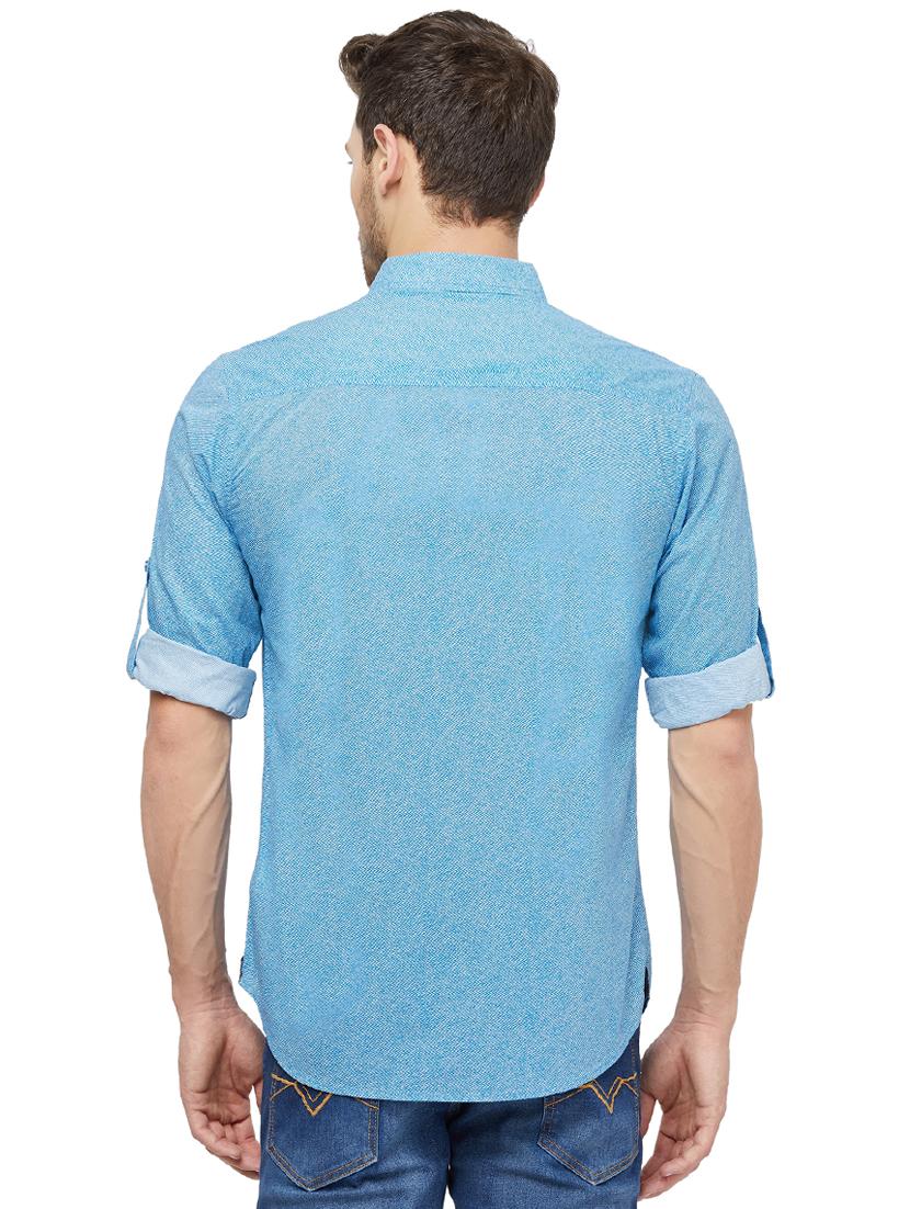 blue solid casual shirt - 16960043 - Zoom Image - 3