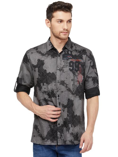 grey printed casual shirt - 16960046 - Standard Image - 1
