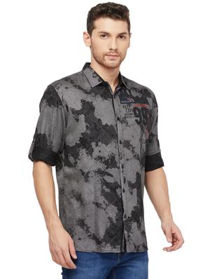 grey printed casual shirt - 16960046 - Standard Image - 2