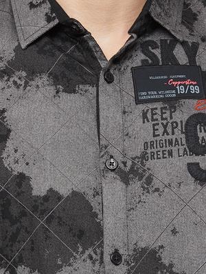 grey printed casual shirt - 16960046 - Standard Image - 4