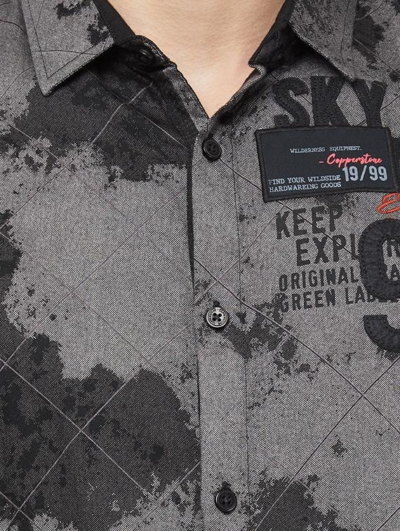 grey printed casual shirt - 16960046 - Zoom Image - 4