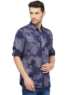 blue printed casual shirt - 16960047 - Standard Image - 2