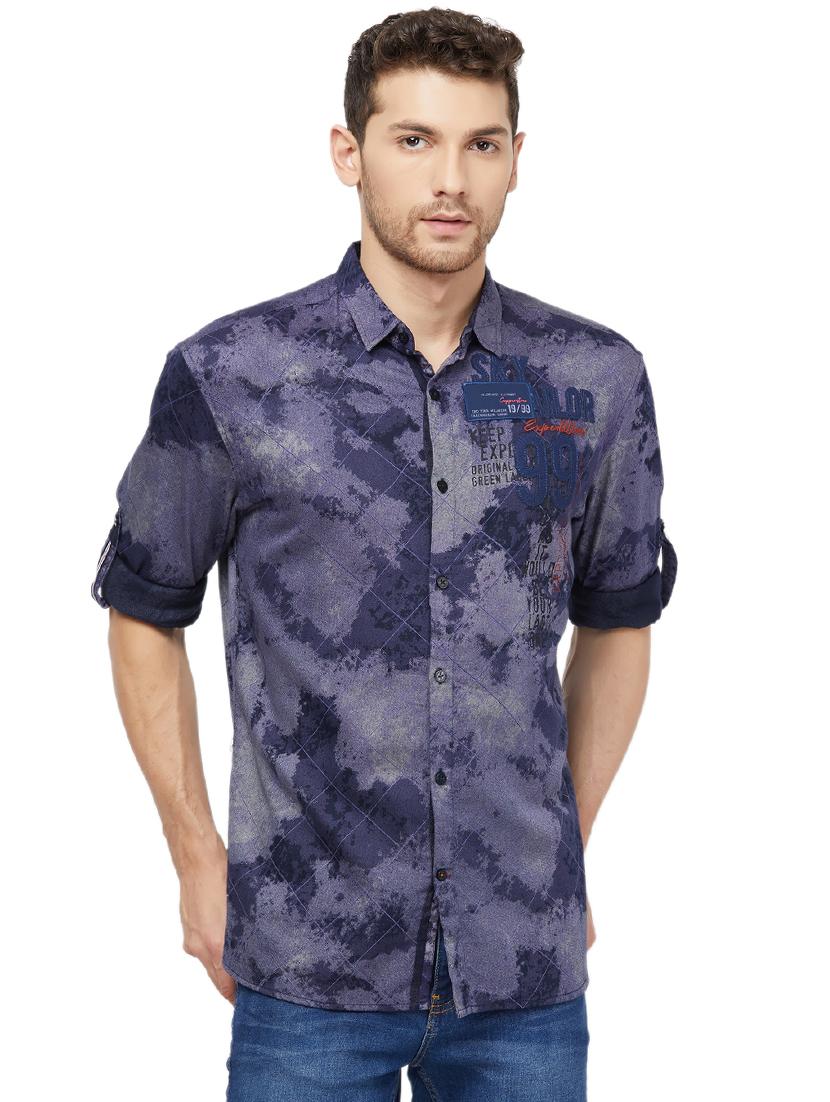blue printed casual shirt - 16960047 - Zoom Image - 1