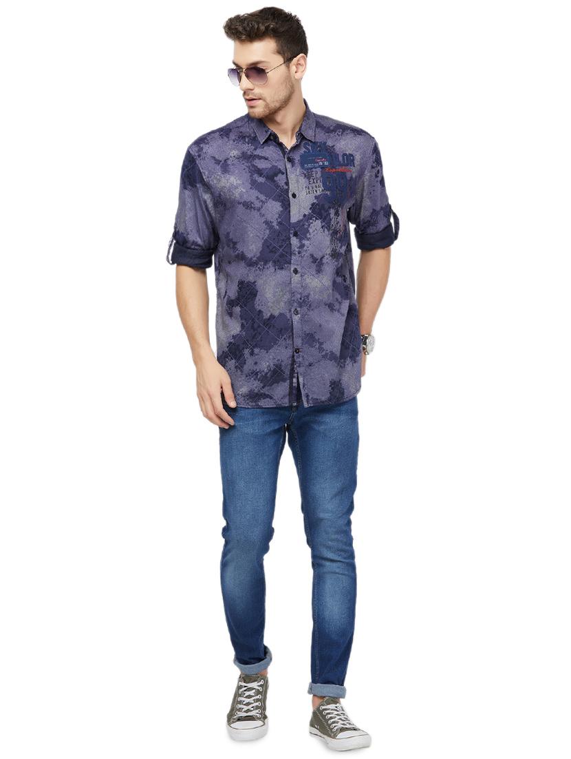 blue printed casual shirt - 16960047 - Zoom Image - 4