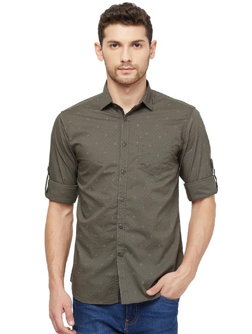 green printed casual shirt - 16960051 - Standard Image - 1
