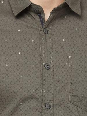 green printed casual shirt - 16960051 - Standard Image - 5
