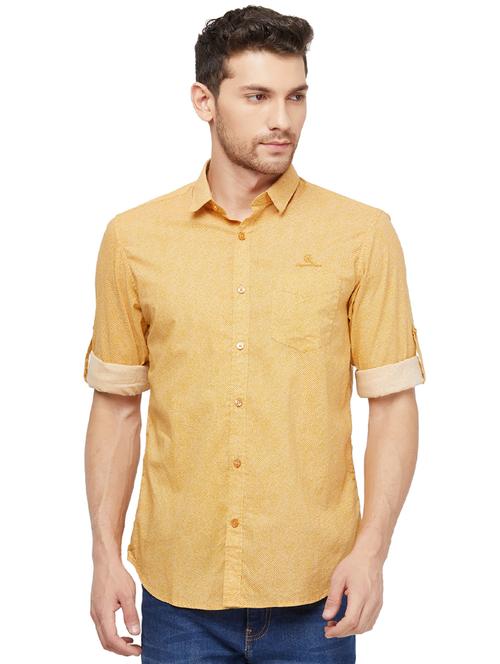 yellow self design casual shirt - 16960053 - Standard Image - 1