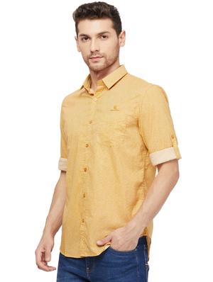 yellow self design casual shirt - 16960053 - Standard Image - 2