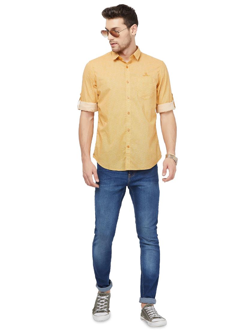 yellow self design casual shirt - 16960053 - Zoom Image - 4
