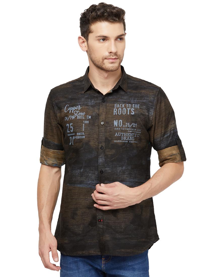 brown printed casual shirt - 16960057 - Zoom Image - 1