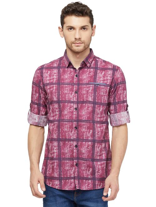 pink checkered casual shirt - 16960058 - Standard Image - 1
