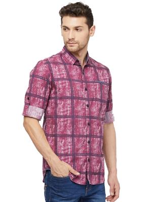 pink checkered casual shirt - 16960058 - Standard Image - 2