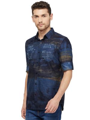 blue printed casual shirt - 16960061 - Standard Image - 2