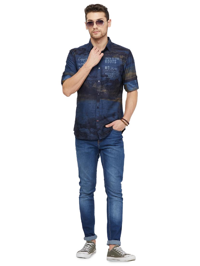 blue printed casual shirt - 16960061 - Zoom Image - 4