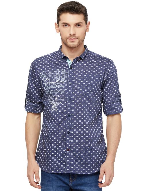 blue printed casual shirt - 16960063 - Standard Image - 1