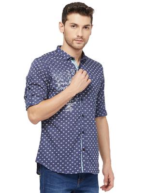 blue printed casual shirt - 16960063 - Standard Image - 2