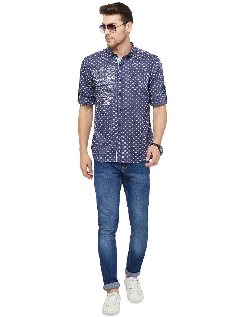 blue printed casual shirt - 16960063 - Zoom Image - 4