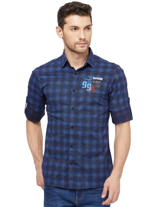 blue checkered casual shirt - 16960064 - Standard Image - 1