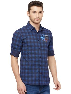 blue checkered casual shirt - 16960064 - Standard Image - 2