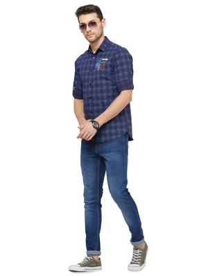 blue checkered casual shirt - 16960064 - Standard Image - 4