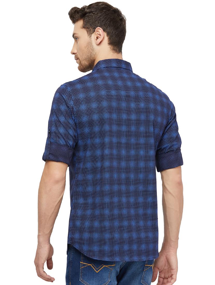 blue checkered casual shirt - 16960064 - Zoom Image - 3