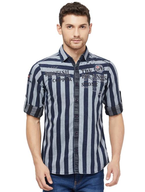 grey striped casual shirt - 16960065 - Standard Image - 1