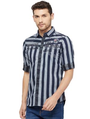 grey striped casual shirt - 16960065 - Standard Image - 2