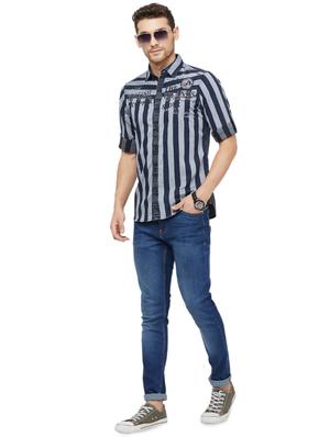 grey striped casual shirt - 16960065 - Standard Image - 4