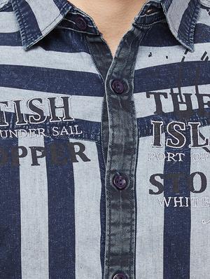 grey striped casual shirt - 16960065 - Standard Image - 5