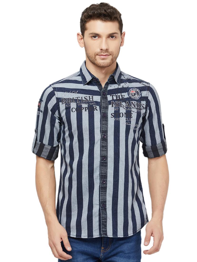 grey striped casual shirt - 16960065 - Zoom Image - 1