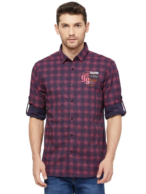 pink checkered casual shirt - 16960066 - Standard Image - 1