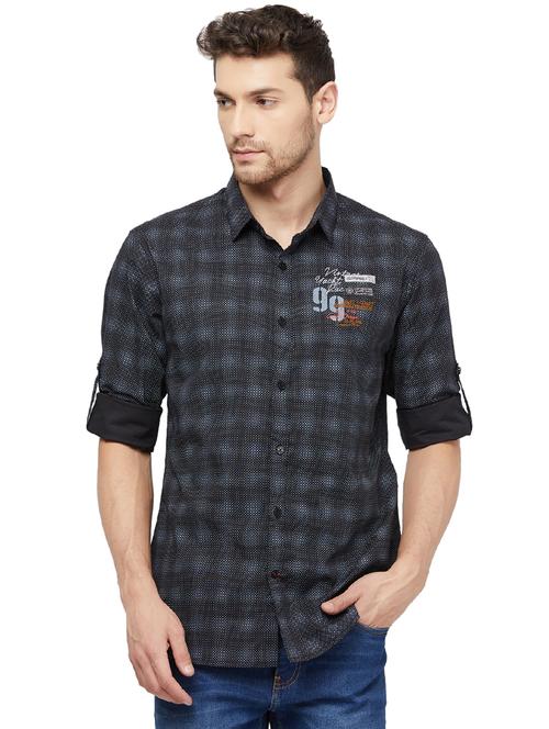 black checkered casual shirt - 16960067 - Standard Image - 1