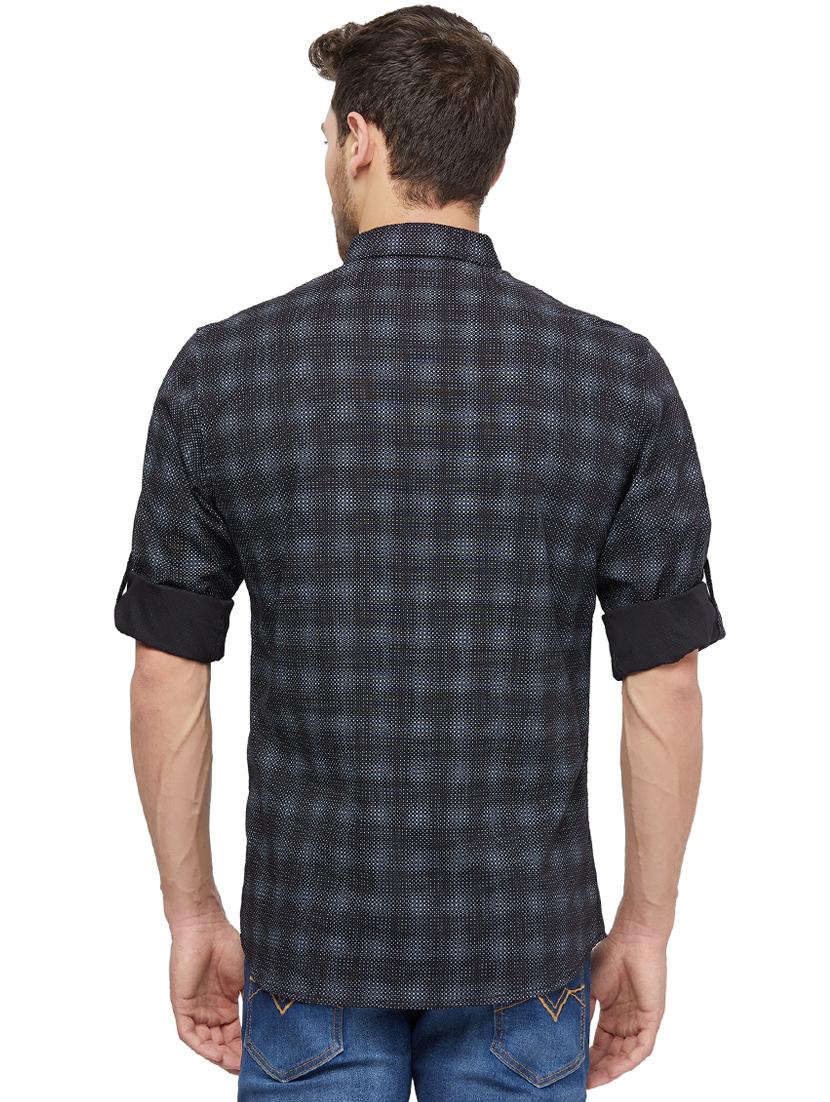 black checkered casual shirt - 16960067 - Zoom Image - 3