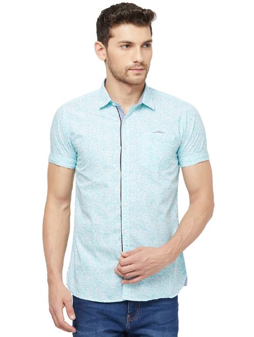 blue printed casual shirt - 16960073 - Standard Image - 1