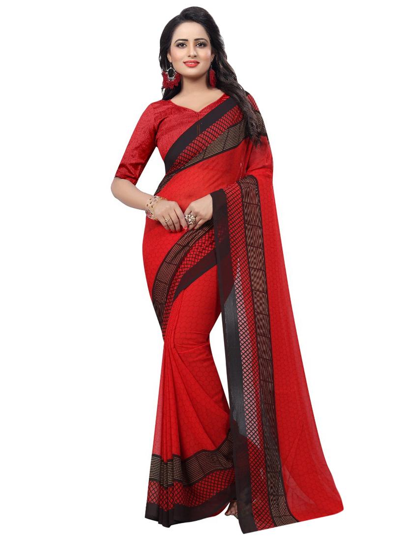 geometric printed saree with blouse - 16960196 - Zoom Image - 1