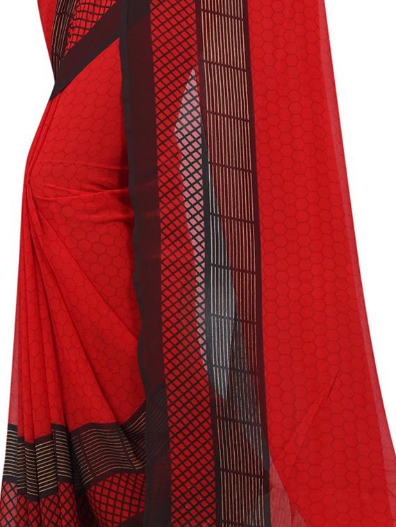 geometric printed saree with blouse - 16960196 - Zoom Image - 4