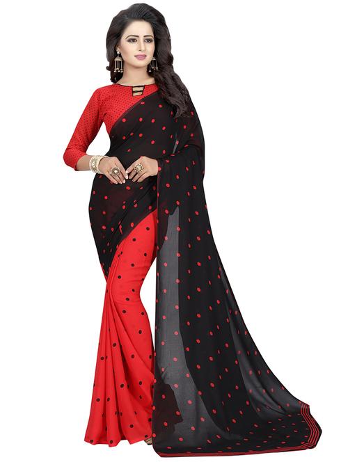 polka dots half & half saree with blouse - 16960201 - Standard Image - 1