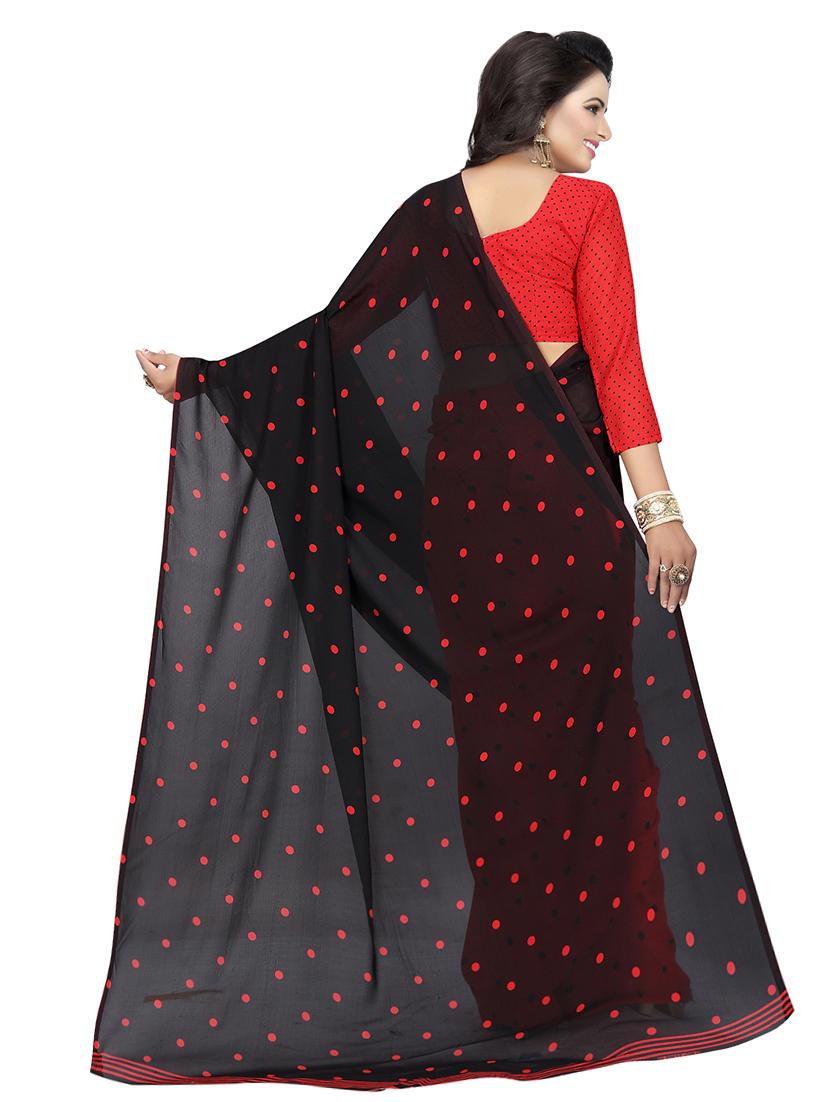 polka dots half & half saree with blouse - 16960201 - Zoom Image - 2
