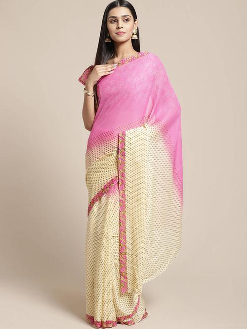 floral printed saree with blouse - 16960244 - Standard Image - 1