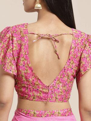 floral printed saree with blouse - 16960244 - Standard Image - 4