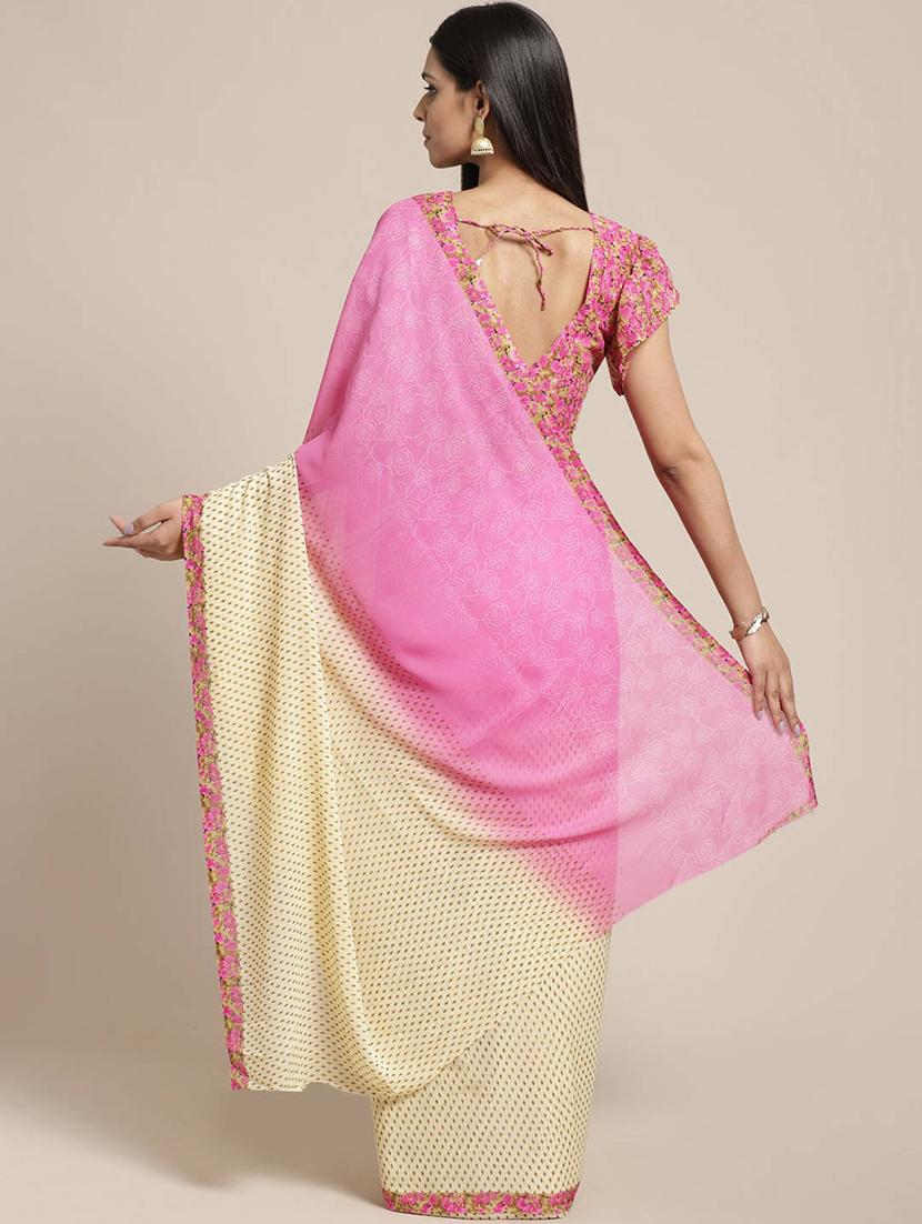 floral printed saree with blouse - 16960244 - Zoom Image - 2