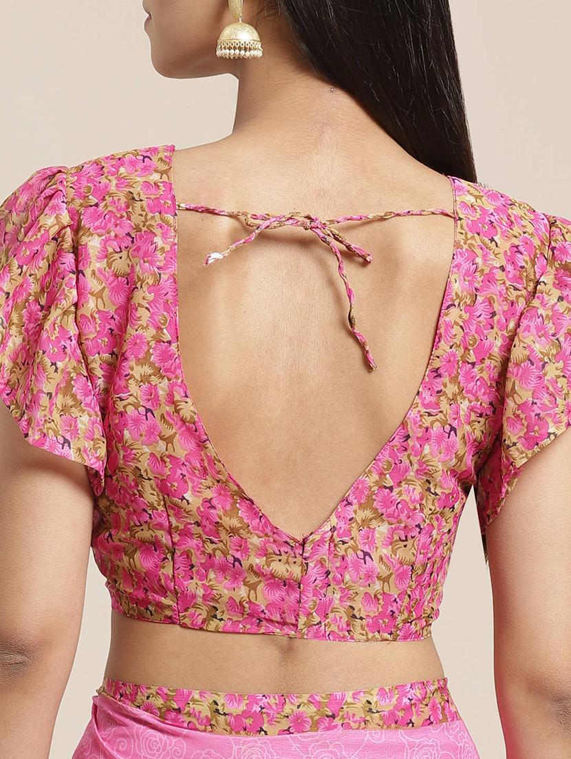 floral printed saree with blouse - 16960244 - Zoom Image - 4